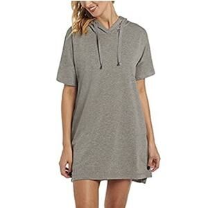 Cable & Gauge Plus Size 1X Gray Hoodie Sweatshirt Shift Dress Tunic Short Sleeve